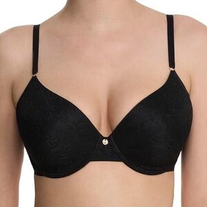 NATORI black sheer jacquard contour underwire 34D bra Style 136059 NWT